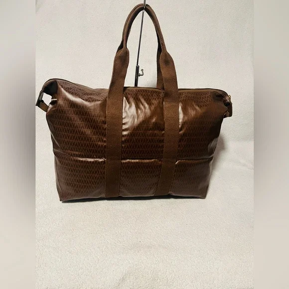 Mario Valentino Soft PVC Monogram Foldable Overnight Travel Tote Bag - Picture 3 of 13